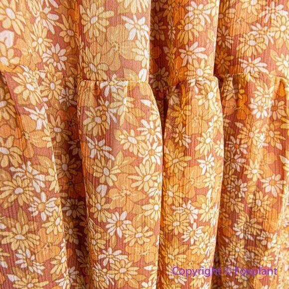 New! Madewell *flawed* Georgette Ruffle-Sleeve Tiered Midi Dress Daisy Meadow 10 - Picture 7 of 16